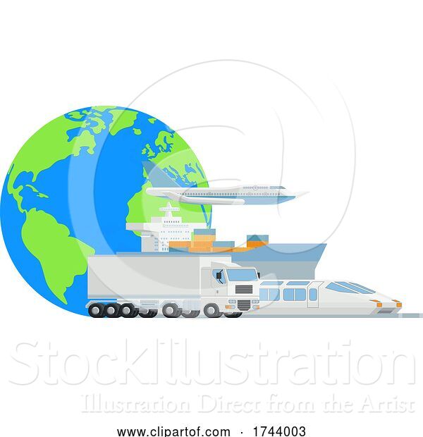 Vector Illustration of Logistic Transport Cargo World Globe Design