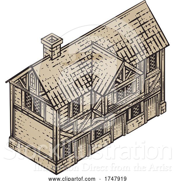 Vector Illustration of Medieval Building Map Icon Vintage Illustration