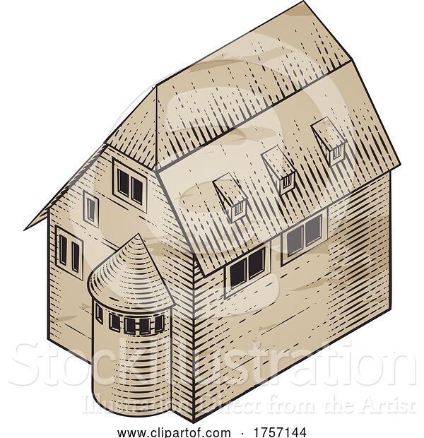 Vector Illustration of Medieval Building Map Icon Vintage Illustration