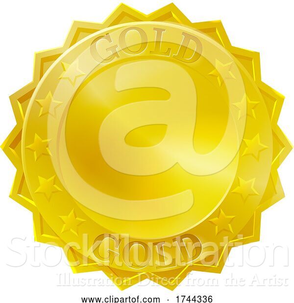 Vector Illustration of Metallic Gold Medal Rosette