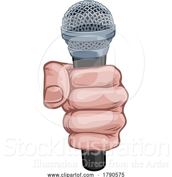 Vector Illustration of Microphone Fist Hand Comic Book Pop Art