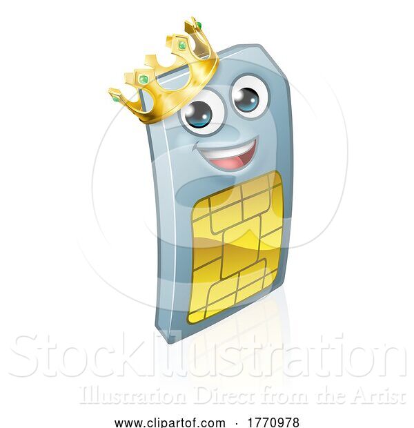 Vector Illustration of Mobile Phone King Sim Card Mascot