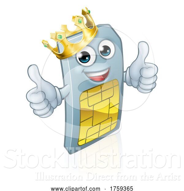 Vector Illustration of Mobile Phone Sim Card King Mascot