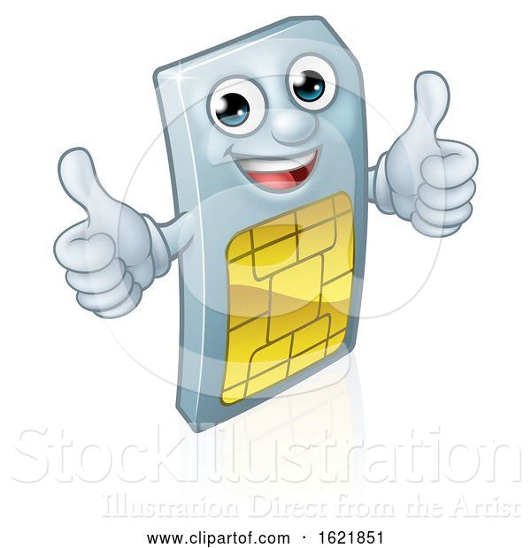 Vector Illustration of Mobile Phone Sim Card Mascot