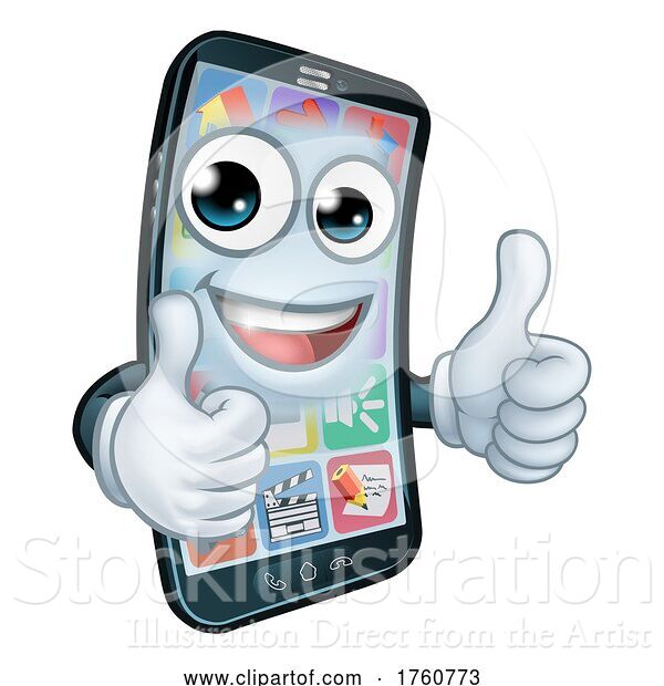 Vector Illustration of Mobile Phone Thumbs up Mascot