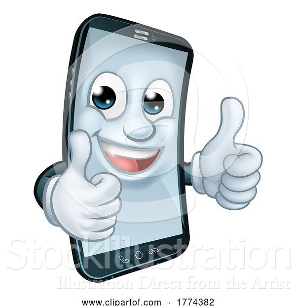 Vector Illustration of Mobile Phone Thumbs up Mascot