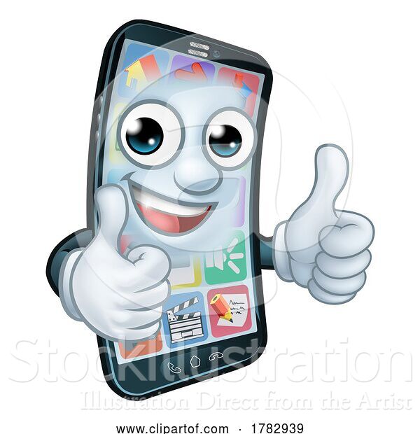 Vector Illustration of Mobile Phone Thumbs up Mascot