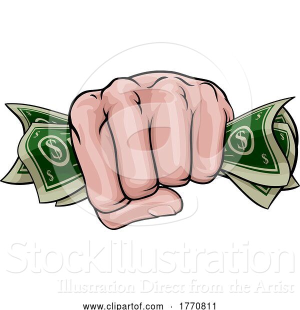 Vector Illustration of Money Cash Fist Hand Comic Pop Art