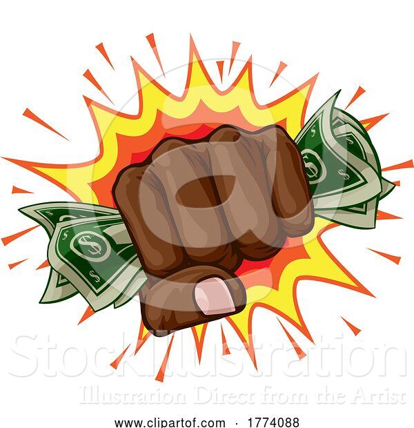 Vector Illustration of Money Cash Fist Hand Comic Pop Art