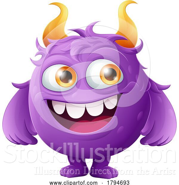 Vector Illustration of Monster Alien Cute Funny Character Mascot