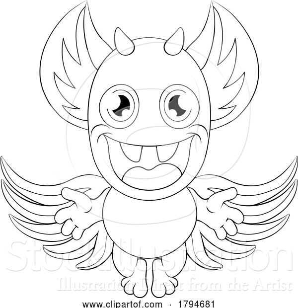 Vector Illustration of Monster Alien Cute Funny Character Mascot