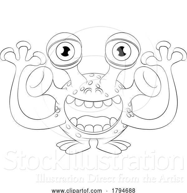 Vector Illustration of Monster Alien Cute Funny Character Mascot