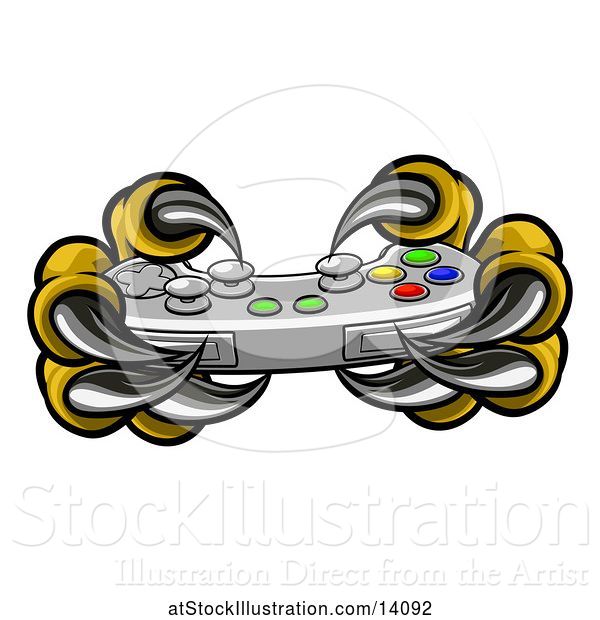 Vector Illustration of Monster Claws Playing with a Video Game Controller