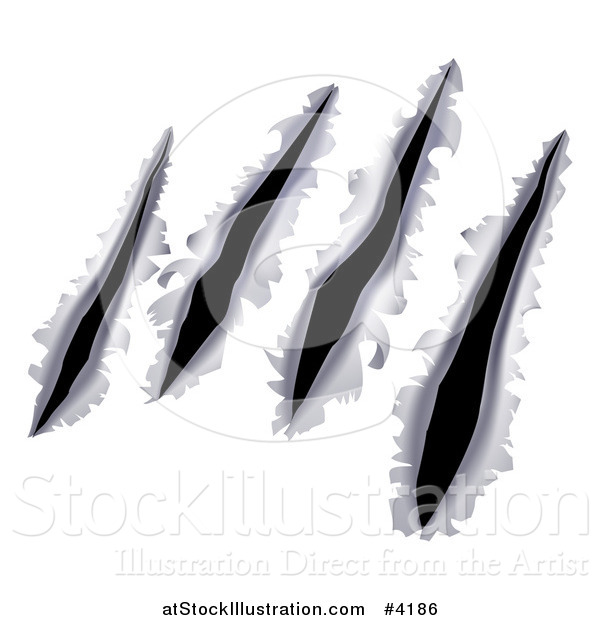 Vector Illustration of Monster Gouges and Slashes Through Metal