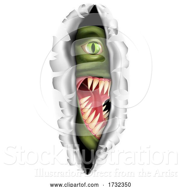Vector Illustration of Monster Tearing a Rip Through the Background