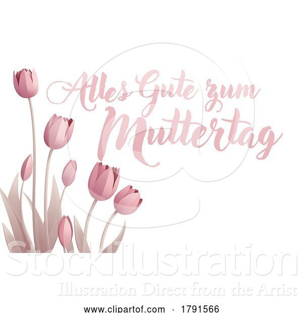 Vector Illustration of Mothers Day German Alles Gute Zum Muttertag Design