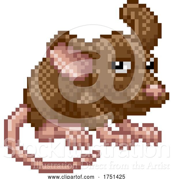 Vector Illustration of Mouse Rodent 8 Bit Pixel Art Video Game