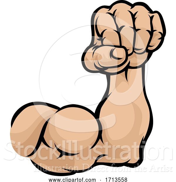 Vector Illustration of Muscular Arm Bicep Muscle and Fist
