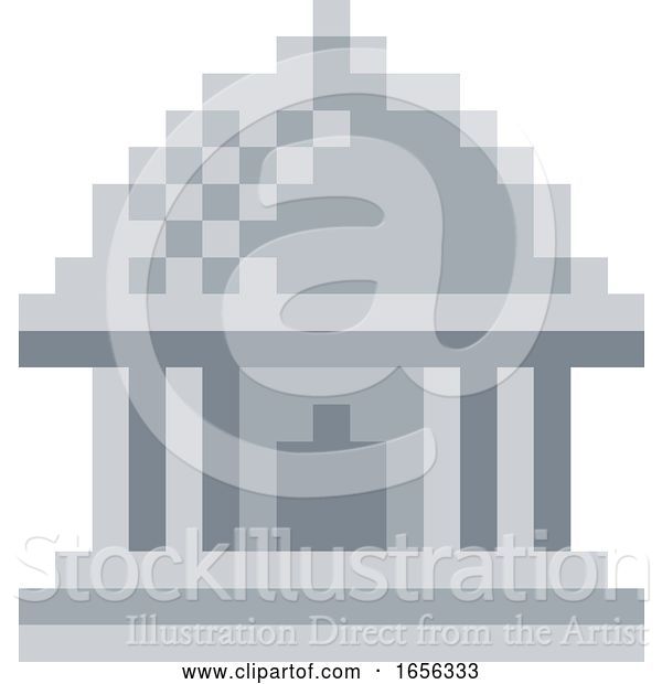 Vector Illustration of Museum Pixel 8 Bit Video Game Art Icon