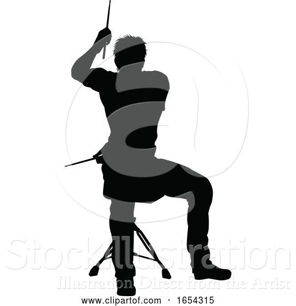 Vector Illustration of Musician Drummer Silhouette