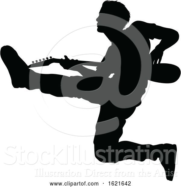 Vector Illustration of Musician Guitarist Silhouette