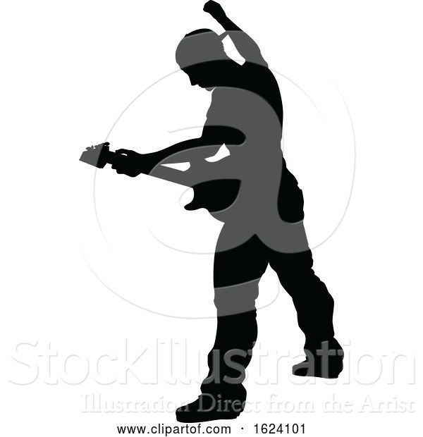 Vector Illustration of Musician Guitarist Silhouette