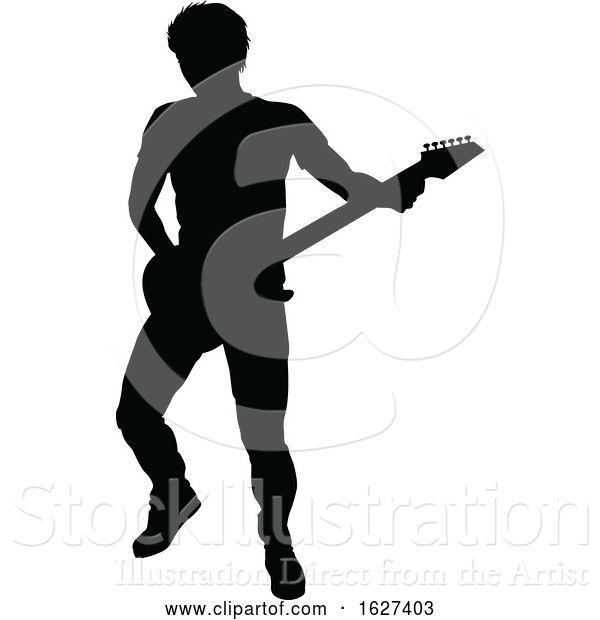 Vector Illustration of Musician Guitarist Silhouette