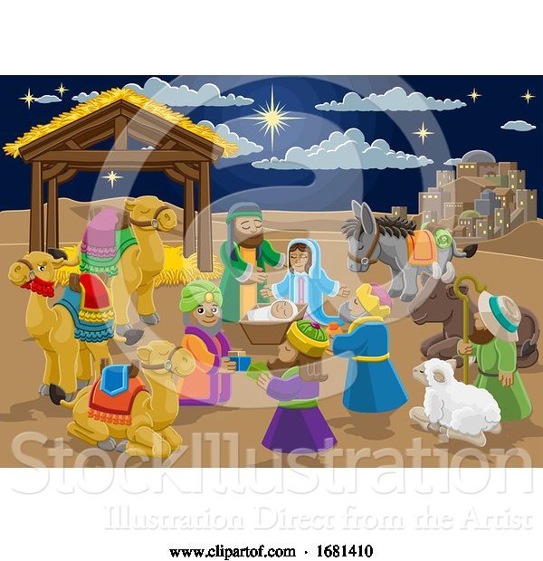 Vector Illustration of Nativity Christmas Scene