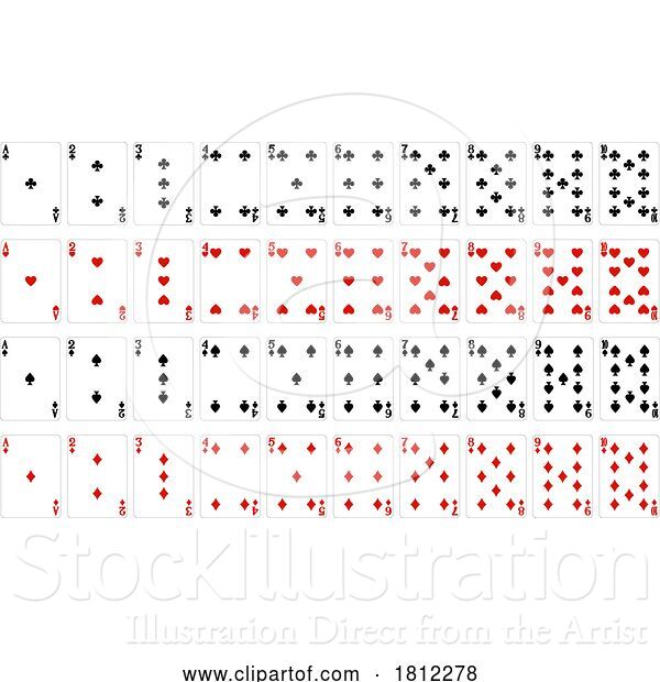 Vector Illustration of Number Cards Design from Deck of Playing Cards