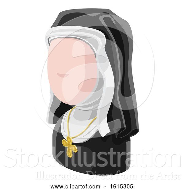 Vector Illustration of Nun Lady Avatar People Icon