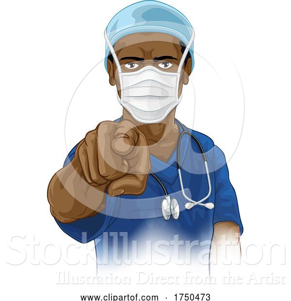 Vector Illustration of Nurse Doctor in PPE Mask Pointing Needs You