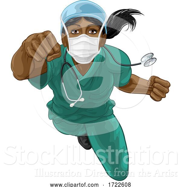 Vector Illustration of Nurse Doctor Lady Super Hero Medical Concept