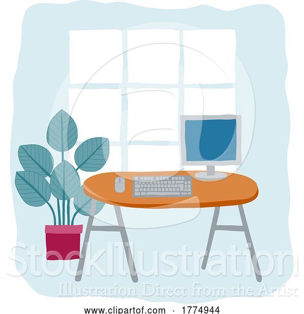 Vector Illustration of Office Computer Desk Business Illustration