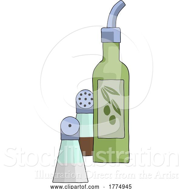 Vector Illustration of Olive Oil Salt and Pepper Shakers Illustration