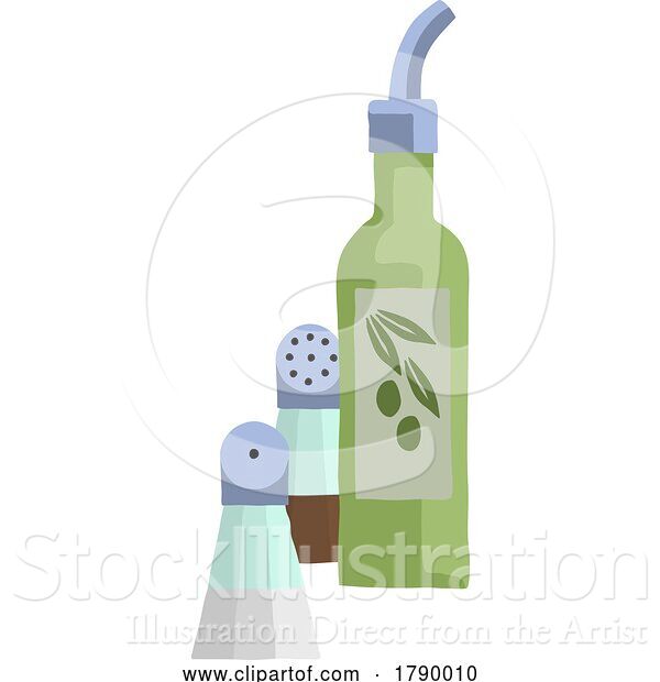 Vector Illustration of Olive Oil Salt and Pepper Shakers Illustration