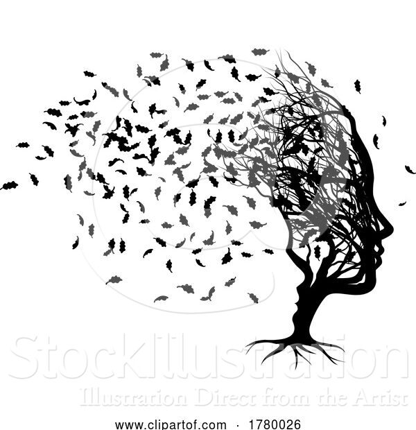 Vector Illustration of Optical Illusion Mother Lady and Child Tree Faces
