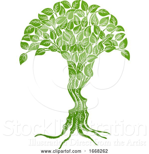 Vector Illustration of Optical Illusion Tree Faces Concept