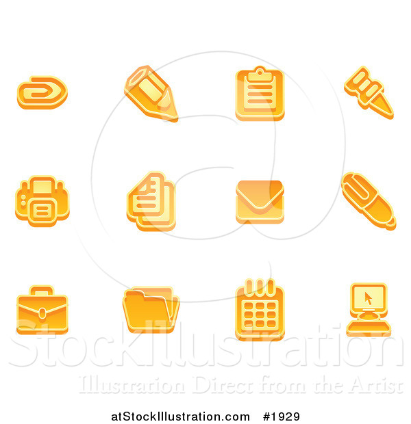 Vector Illustration of Orange Business Icons