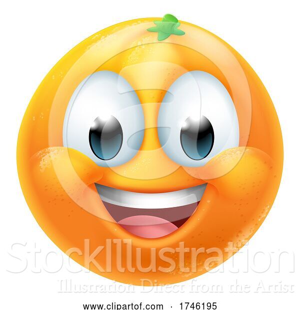 Vector Illustration of Orange Fruit Emoticon Emoji Mascot Icon