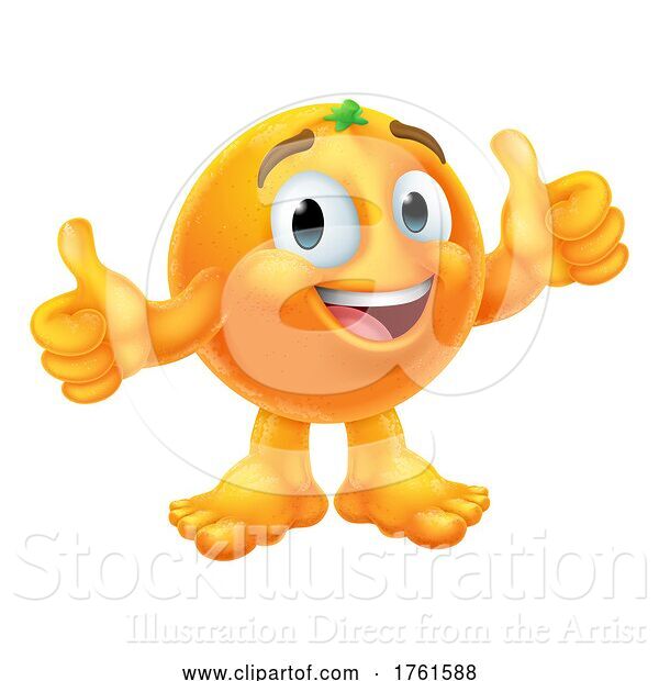 Vector Illustration of Orange Fruit Emoticon Emoji Mascot Icon