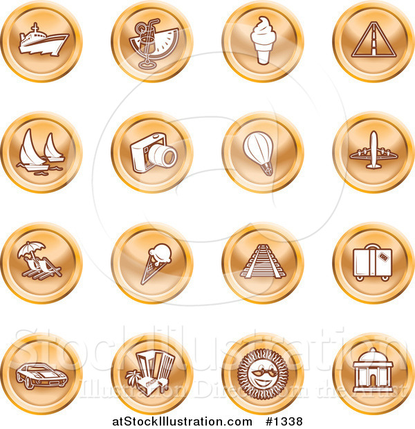 Vector Illustration of Orange Icons on a White Background