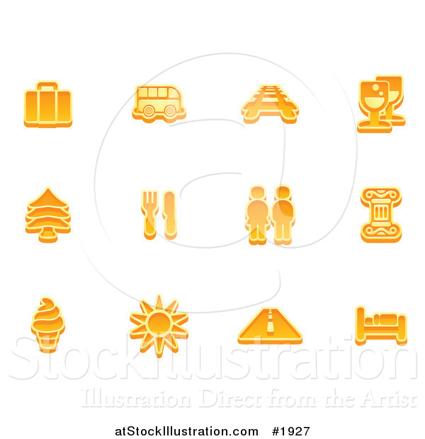 Vector Illustration of Orange Travel Icons