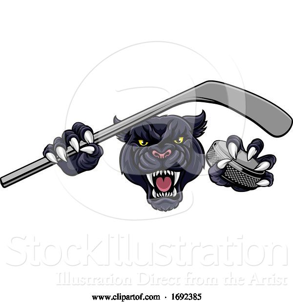 Vector Illustration of Panther Ice Hockey Player Animal Sports Mascot