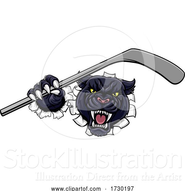 Vector Illustration of Panther Ice Hockey Player Animal Sports Mascot