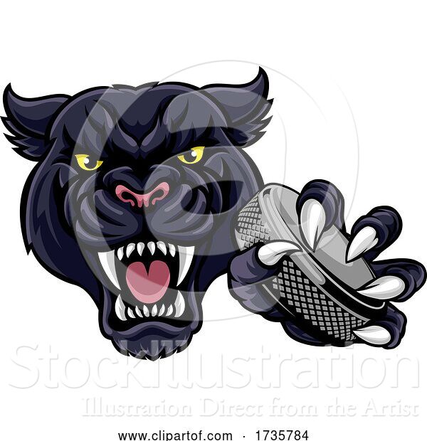 Vector Illustration of Panther Ice Hockey Player Animal Sports Mascot