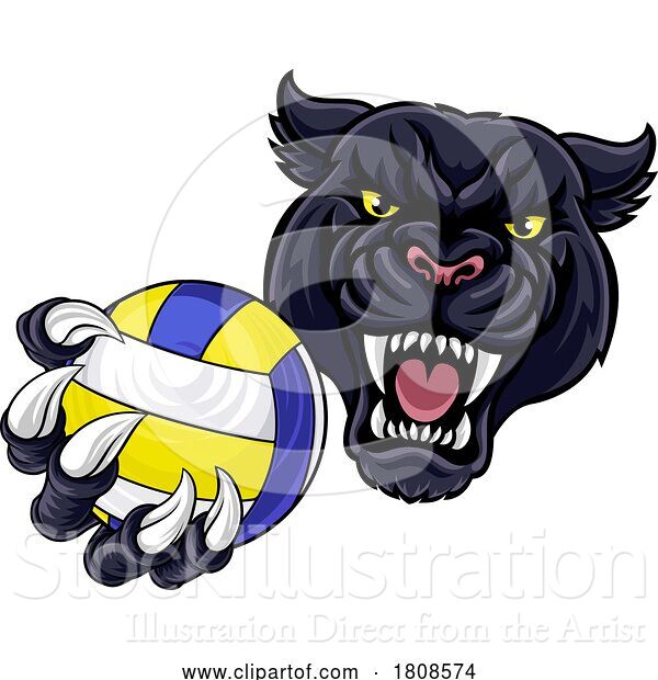 Vector Illustration of Panther Jaguar Leopard Volleyball Ball Claw Mascot