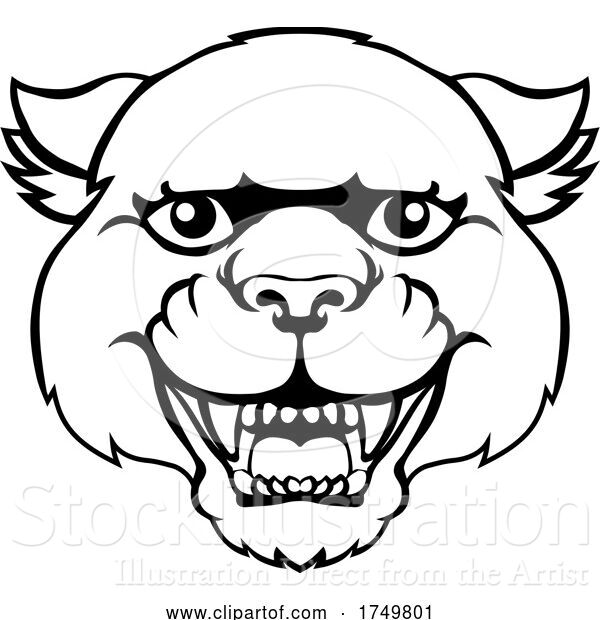 Vector Illustration of Panther Mascot Cute Happy Character