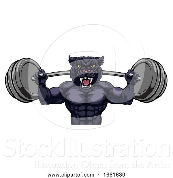 Vector Illustration of Panther Mascot Weight Lifting Body Builder