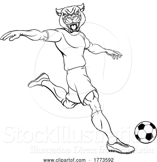 Vector Illustration of Panther Soccer Football Player Sports Mascot