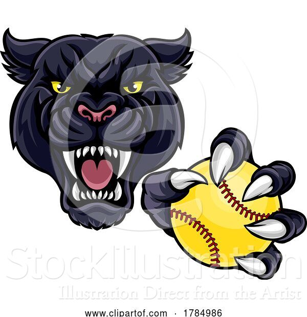 Vector Illustration of Panther Softball Animal Sports Team Mascot